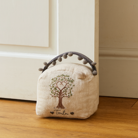 Welsh Family Tree "Teulu" linen doorstop
