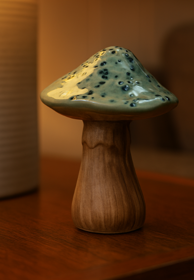 Ceramic Wood Toadstool Mushroom
