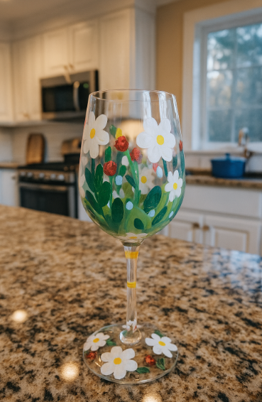 Daisies, Wine Glass