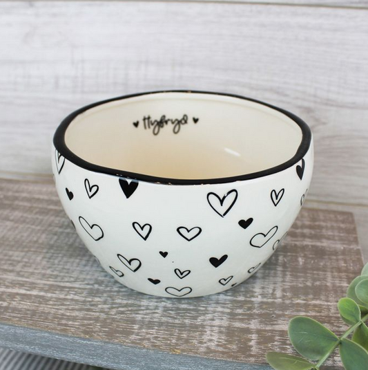 Welsh Hyfryd Ceramic Bowl with hearts