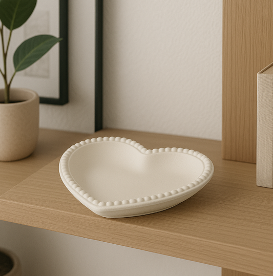 White heart beaded edge bowl