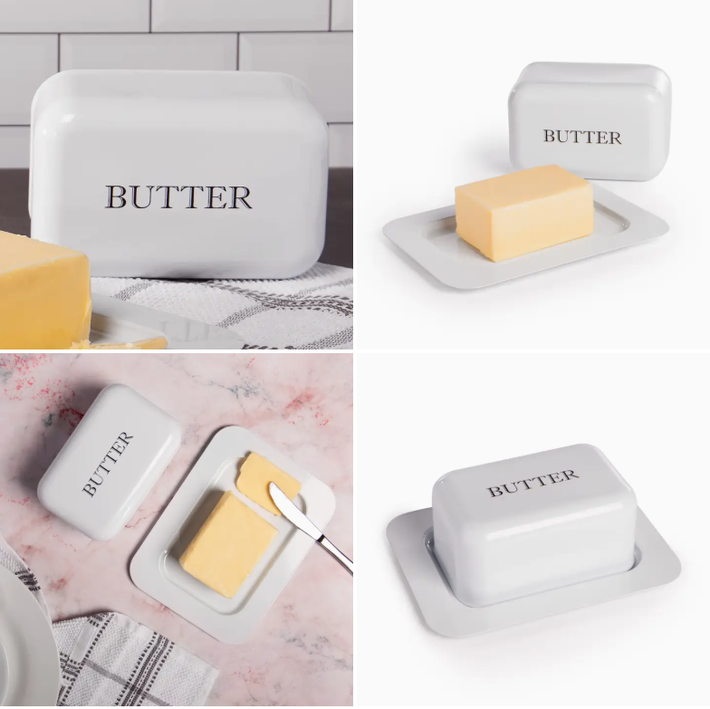 White Butter Dish with Lid
