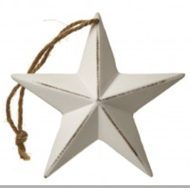 Hanging Wooden White Star, 12cm