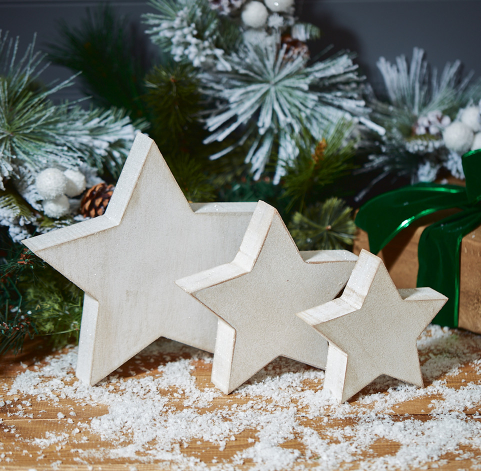 White Wood Standing Star, 3 sizes