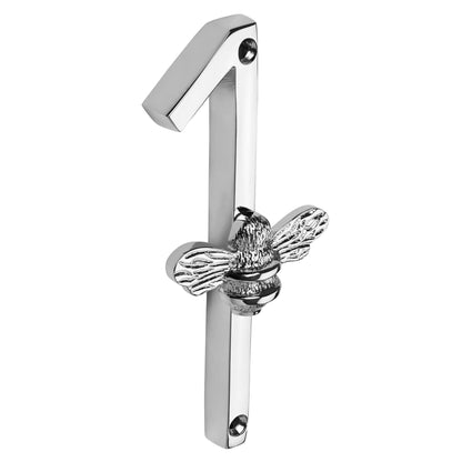 House Number with bee, Nickel finish