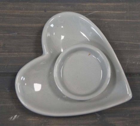 Grey Ceramic Heart Tealight holder