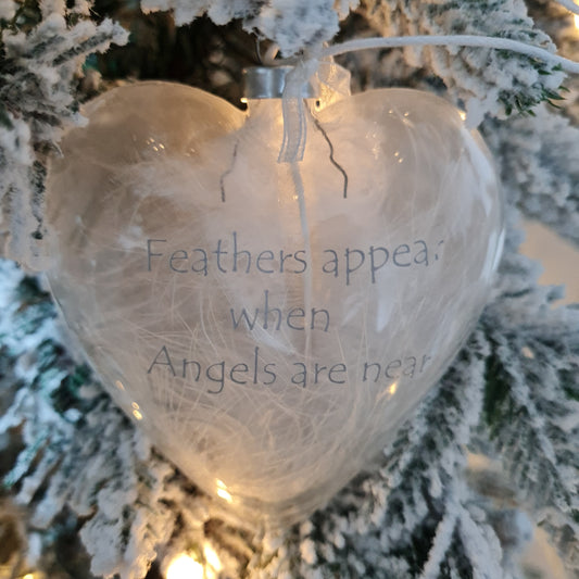 Feather Heart Bauble "Feathers appear when angels are near"