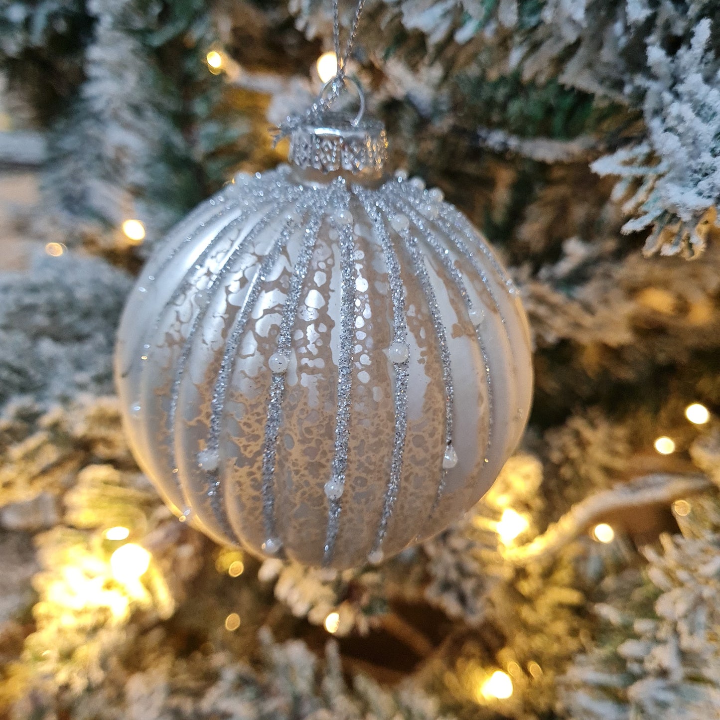 Champagne Gold Glass Pearl Bauble