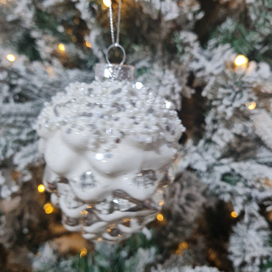 Frosted Glass Gold Pinecone