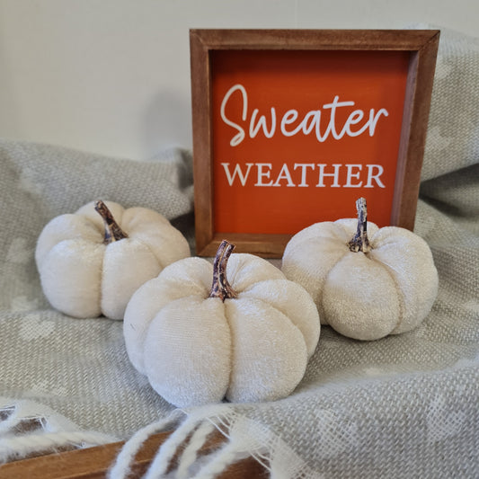 White Velvet Pumpkins, set of 3