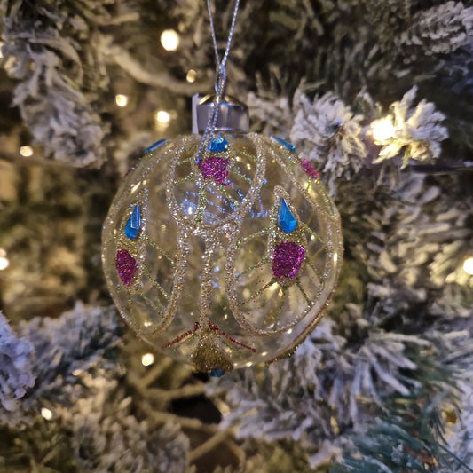 Glass Glitter Peacock Ball