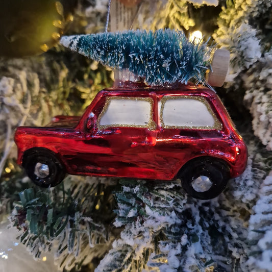 Hanging Glass car with Tree