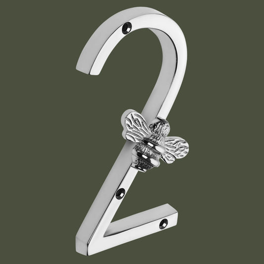 House Number with bee, Nickel finish
