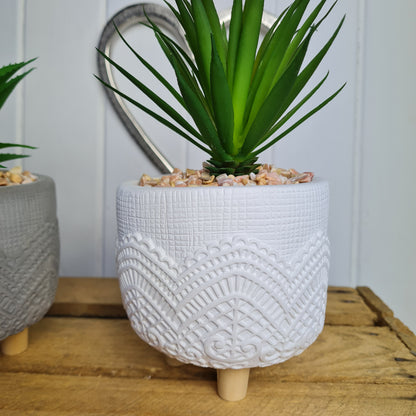 Succulent Embossed Pot With Legs