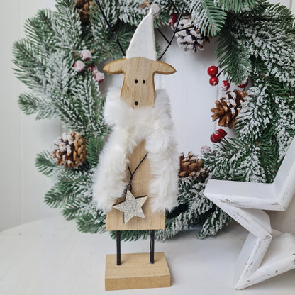 Standing Wooden Reindeer With Scarf