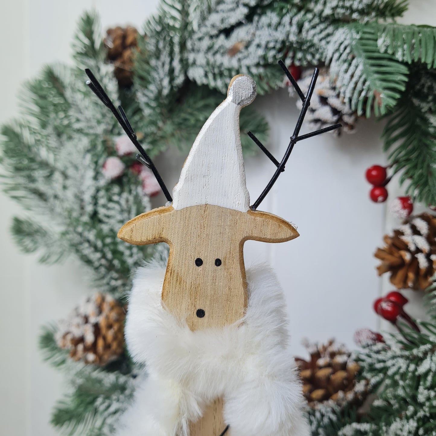 Standing Wooden Reindeer With Scarf