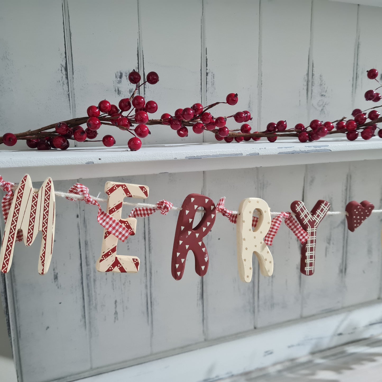 Merry Christmas Wooden Garland