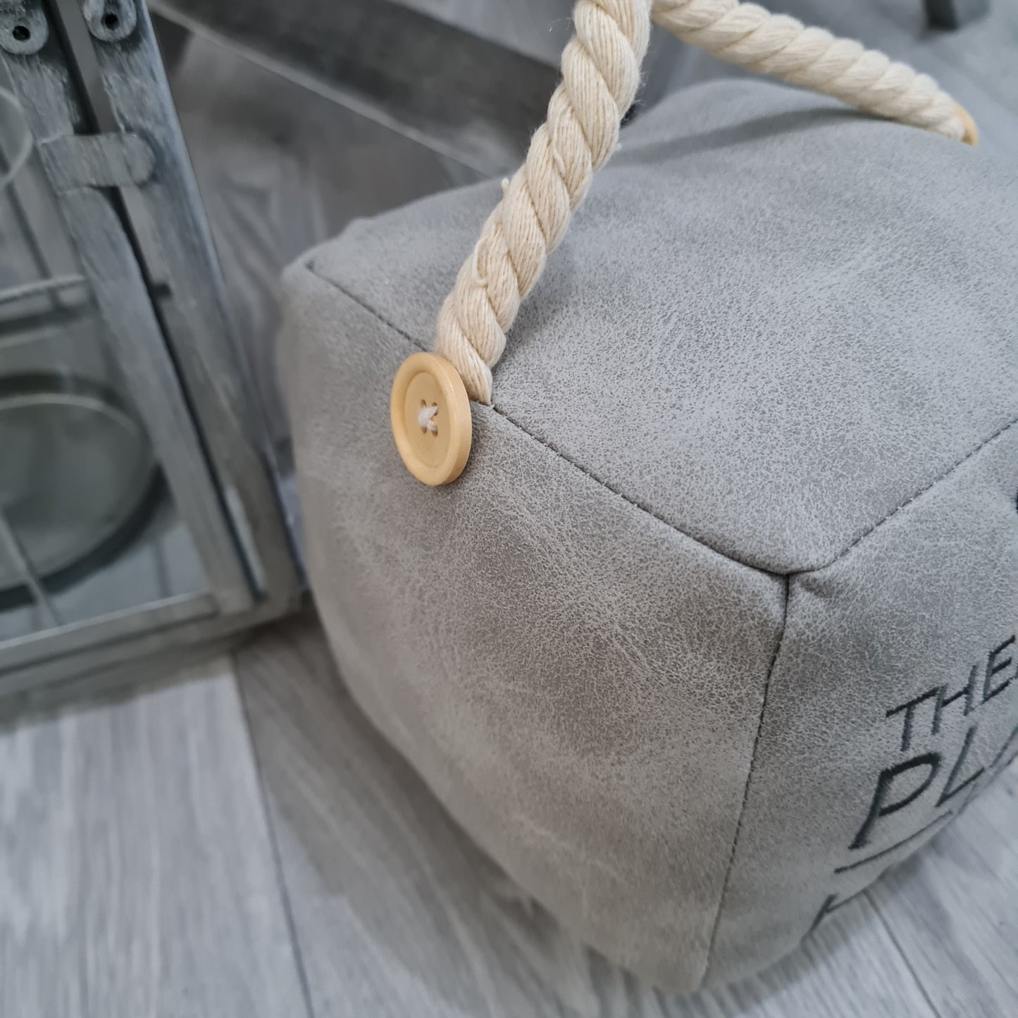 Grey Faux Leather Doorstop, No Place Like Home
