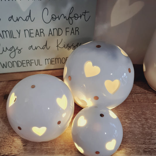 LED Ceramic Heart Ball, 3 sizes