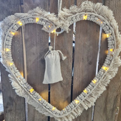 LED Macrame Heart, 35cm