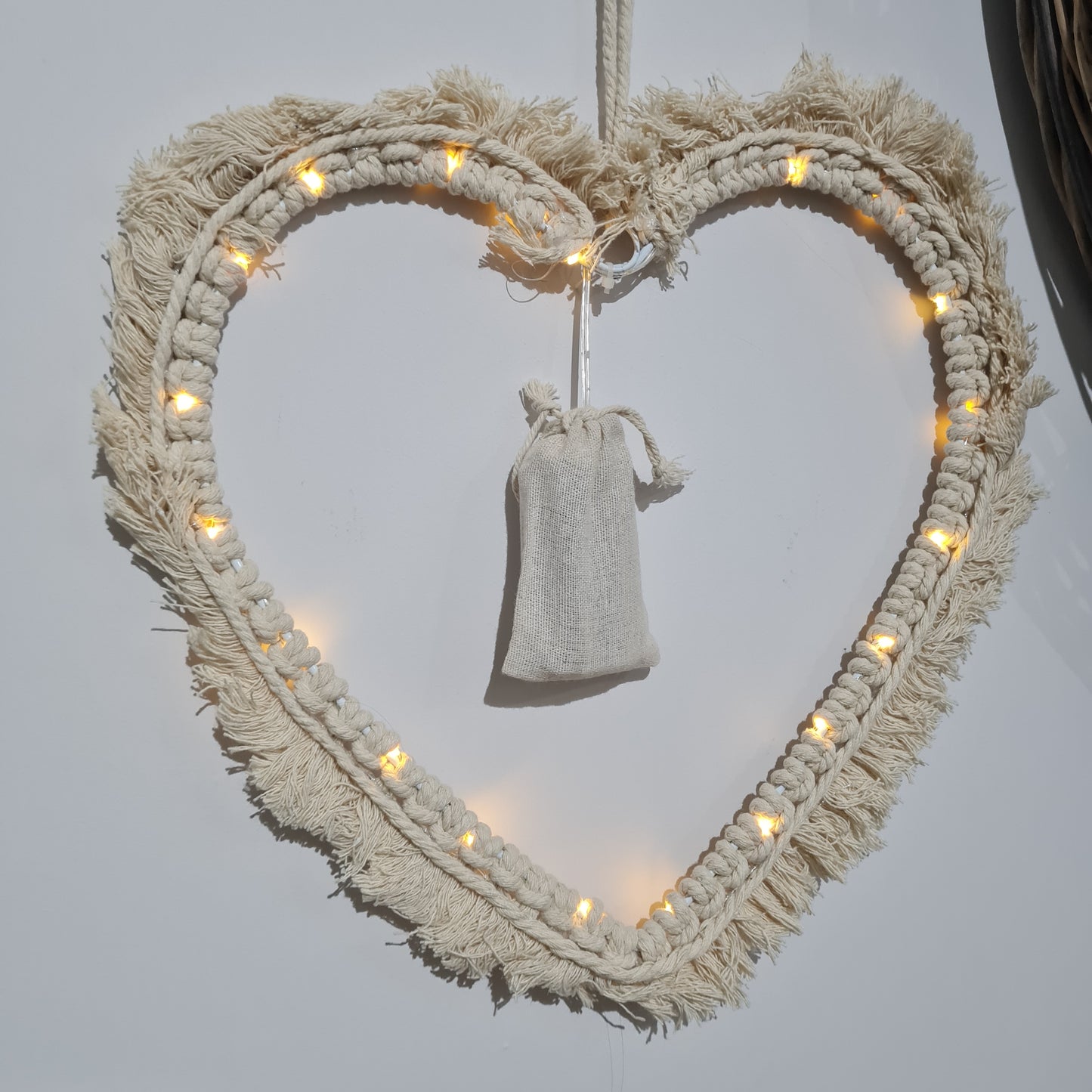 LED Macrame Heart, 35cm