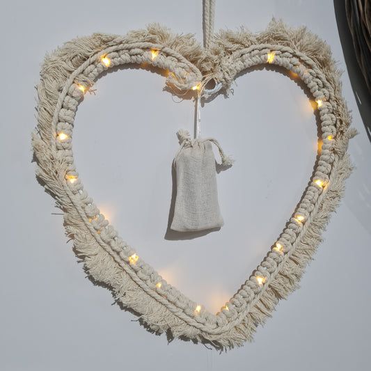 LED Macrame Heart, 35cm