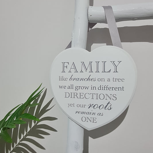 Family Branches White Heart Plaque