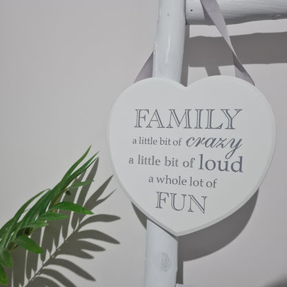 Family White Heart Plaque