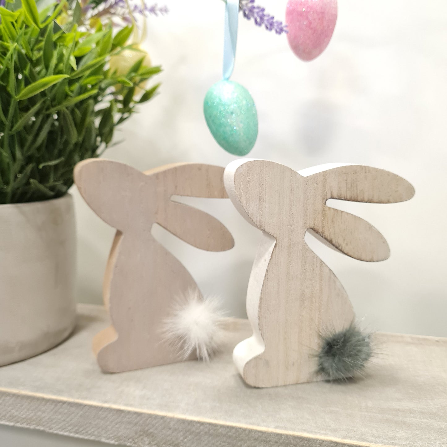 Wooden Bunny with pompom tail