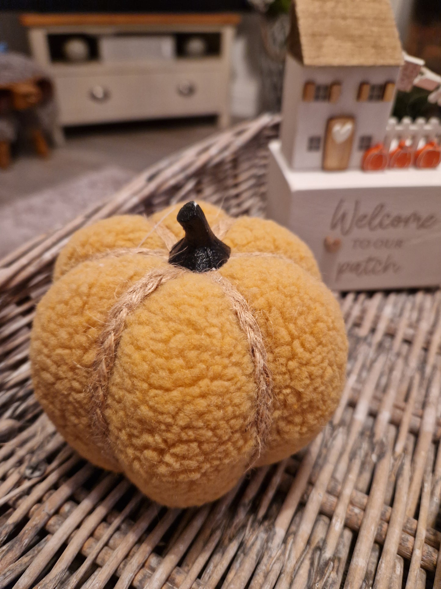 Fabric Mustard Pumpkin, 10cm