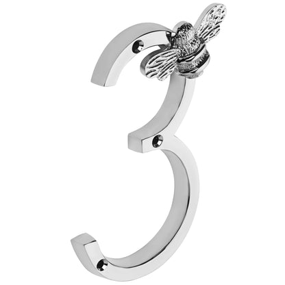 House Number with bee, Nickel finish