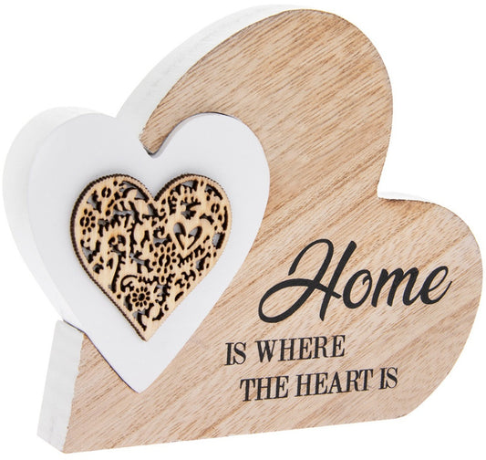Sided Double Heart Plaque - 'Home Is Where '