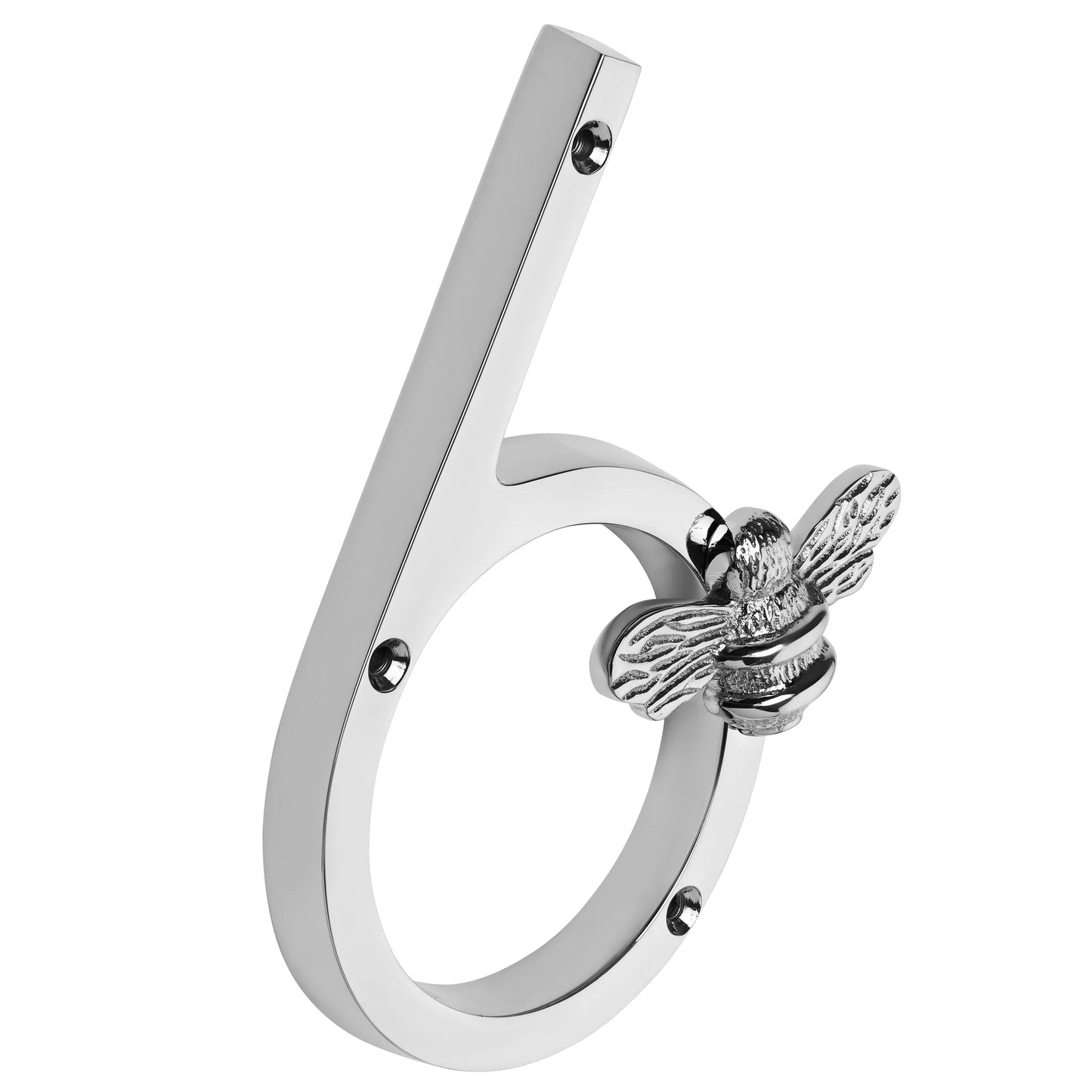 House Number with bee, Nickel finish