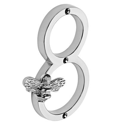 House Number with bee, Nickel finish