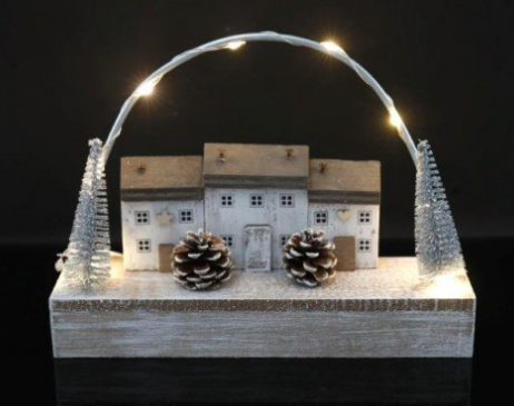 LED Arch Wooden House Block