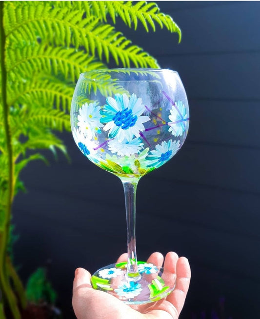 Blue Gerbera Gin Glass