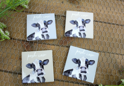 Posh Cow Coasters, set 4