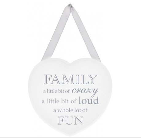 Family White Heart Plaque