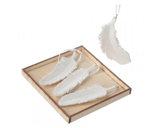 White Resin Feathers, set of 4