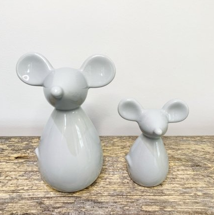 Grey Ceramic Mouse, 2 sizes