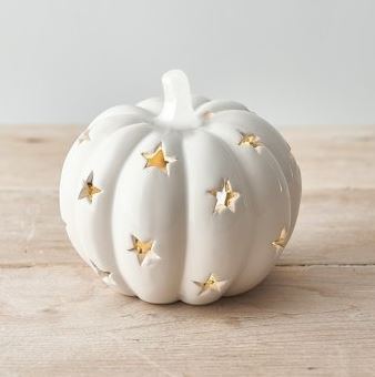 LED Ceramic Pumpkin White 8cm