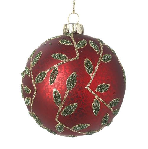 Red Bauble with Gold/Green