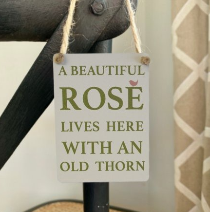 Rose & Thorn Mini Metal Sign